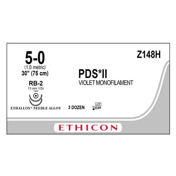Ethicon Inc,a J & J Company Suture 5-0 Pdo Rb-2/Rb-2 Pds Ii Violet 1X30" Double Arm Monofilament 36/Bx - Z148H