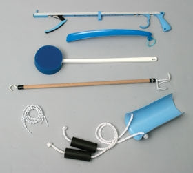 AliMed - ADL Hip / Knee Equipment Kit Reacher - 26 Inch Length / Shoehorn - 16-1/4 Inch Length / Dressing Stick - 26 Inch Length / Handled Bath Sponge - 17 Inch Length - 8921