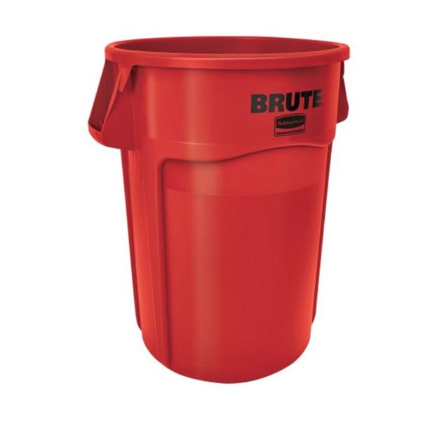 Rubbermaid Can Trash Brute Rsn 44Gal Integrated Cinches Vnt/Rnd Hndl Red Round 4/Pk - FG264360RED