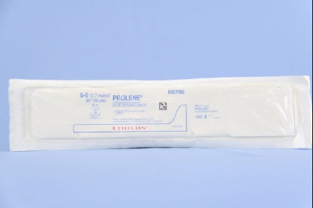 Prolene - Suture with Needle Nonabsorbable Uncoated Blue Suture Monofilament Polypropylene Suture Size 6 - 0 30 Inch Suture Double-Armed 12 mm Length 3/8 Circle Taper Point Needle - M8706