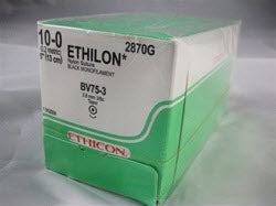 J & J Healthcare Systems Ethilon Suture with Needle Nonabsorbable Uncoated Black Suture Monofilament Nylon Size 10-0 5 Inch Suture 1-Needle 3.8 mm Length 3/8 Circle Taper Point Needle - 2820G