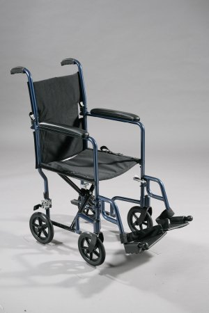 Drive Medical Lightweight Transport Chair Aluminum Frame with Red Finish 300 lbs. Weight Capacity Fixed Height / Padded Arm Black - ATC19-RD