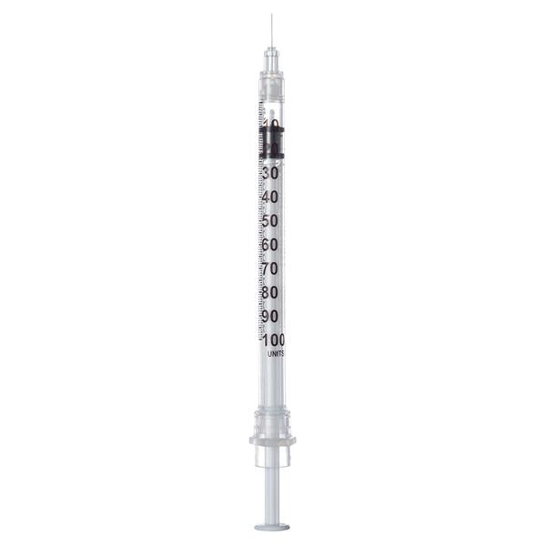 Sol-Millennium Medical Syringe/Needle 1Cc 28Gx1/2" Invirosnap U-100 Insulin Safety 100/Bx, 10 Bx/Ca - 100071IM