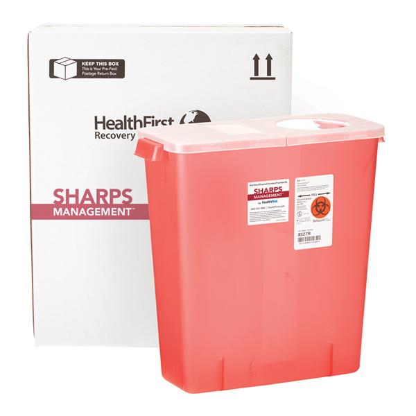 Healthfirst Corp. Mailer System Sharps Sharps Management 3Gal Large Plstc Adj Rtr Clsr Rd/Wht Ea - 1005970