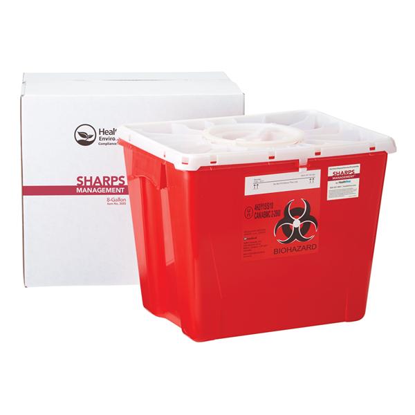Healthfirst Corp. Mailer System Sharps Sharps Management 8Gal Large Plastic Red/White Ea - 3885