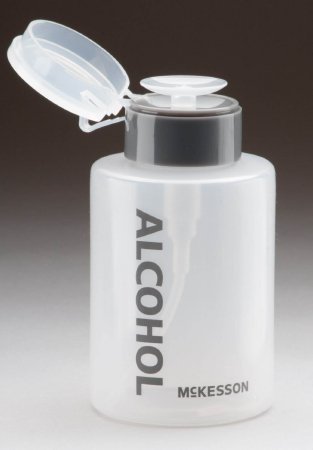 McKesson McKesson Alcohol Dispenser Push Down Dispensing, 9 Ounce, Translucent, Alcohol Imprint, Polyethylene, Locking Cap Alcohol - 63-4024