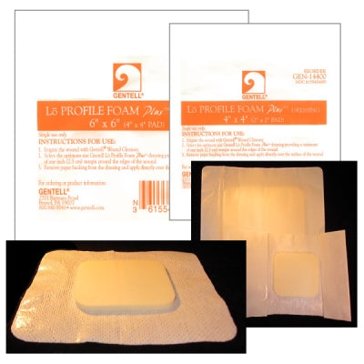 Gentell LoProfile Bordered Foam Dressing 4 X 4 Inch Square Adhesive with Border Sterile - GEN-14400C