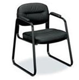 Price Modern basyx VL653 Series Side Chair Black Fixed Armrests Leather - HVL653SB11