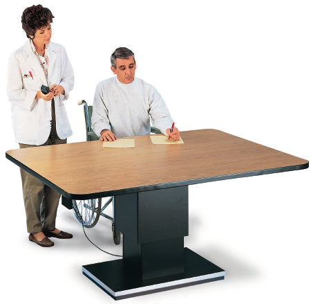 Hausmann Industries Powermatic Work Table 66 L X 48 W X 27 to 39 H Inch Natural Oak High Pressure Laminate Top / Steel Frame - 4380
