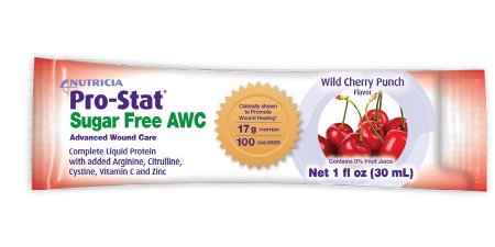 Medical Nutrition USA Pro-Stat Sugar Free AWC Protein Supplement Wild Cherry Punch Flavor 1 oz. Individual Packet Ready to Use - 40130-U