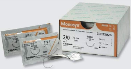 Monosyn - Suture with Needle Absorbable Uncoated Violet Suture Monofilament Glyconate Size 3 - 0 70 cm Suture 1-Needle 37 mm Length 1/2 Circle Round Bodied Needle with Taper Point - C0022055