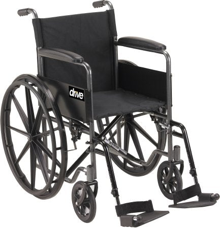 drive Silver Sport 1 - Wheelchair Swing-Away Footrest Black Upholstery 18 Inch Seat Width Adult 300 lbs. Weight Capacity - SSP118FA-SF