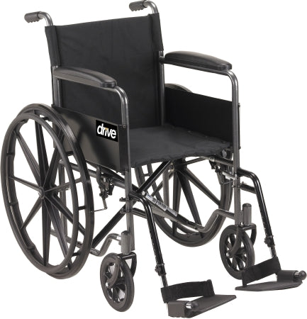 Drive Medical Silver Sport 1 Wheelchair Padded Arm Style Mag Wheel Black 18 Inch Seat Width 300 lbs. Weight Capacity - SSP118FA-SF