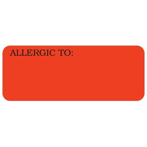 Tabbies Pre-Printed Label Allergy Alert Allergic To: Fluorescent Red 7/8 X 2-1/4 Inch - UL808