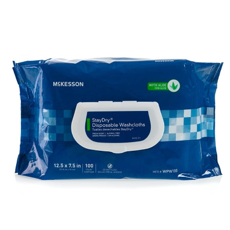 Mckesson Brand Personal Wipe Staydry Soft Pack Aloe / Vitamin E Scented 100 Count - WPW100