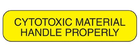Barkley - Pre-Printed Label Warning Label Yellow Paper Cytotoxic Material Handle Properly Black Caution 3/8 X 1-5/8 Inch - 2373
