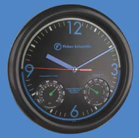 Fisherbrand Traceable - Wall Mount Clock / Hygrometer / Thermometer 10 Inch 12 Hour, -20 to +55°C and -4 to +131°F, 0 - 100% Analog Display Battery Powered - 0666410