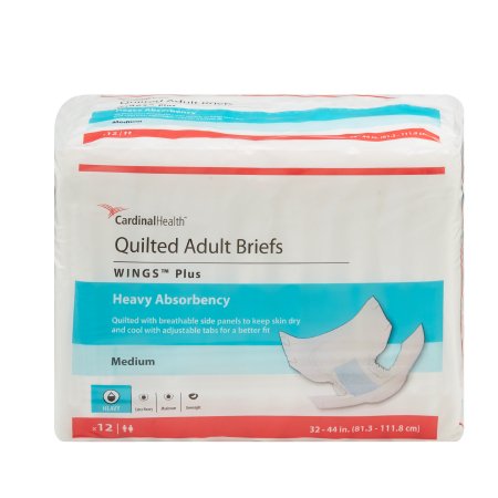 Wings - Unisex Adult Incontinence Brief Medium Disposable Heavy Absorbency - 66033