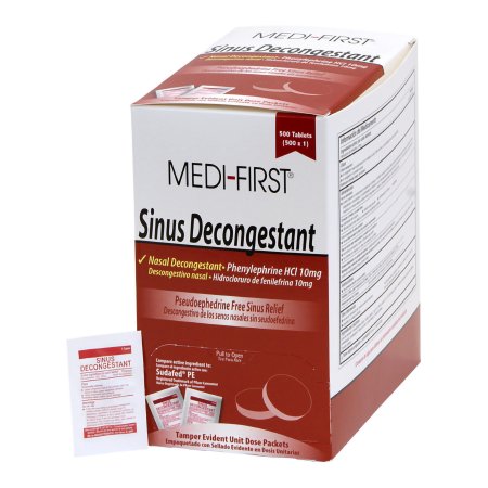 Medi-First - Sinus Relief 10 mg Strength Tablet 500 Per Box - Medique Products - 80913