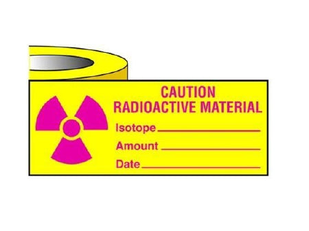 Shamrock Scientific Pre-Printed Label Warning Label Radioactive Materials Yellow 1 X 500 Inch - SRA-1