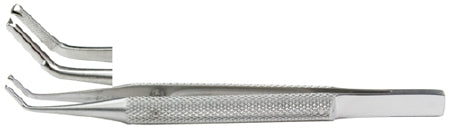 Miltex - Tissue Forceps Kirby 4 Inch Length OR Grade German Stainless Steel NonSterile NonLocking Round Thumb Handle Angled 1 X 2 Teeth - 18-632