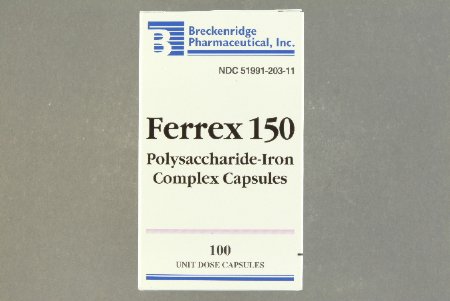 Breckenridge Pharmaceutical Ferrex Mineral Supplement Polysaccharide / Iron 150 mg Strength Capsule 100 per Bottle - 51991020311