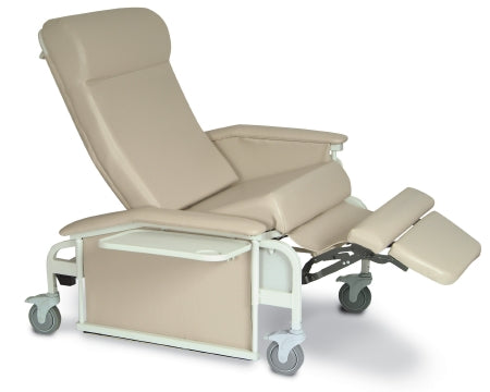Winco Care Cliner XL Drop Arm Recliner Ice Blue Vinyl 5 Inch Nylon Casters 5 Inch Nylon Casters - 6570-62