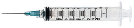 Nipro Medical Nipro Syringe with Hypodermic Needle 10 mL 21 Gauge 1-1/2 Inch Detachable Needle Without Safety - JD+10L2138-WEI