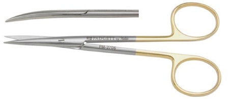 Miltex Padgett Iris Scissors 4-1/2 Inch Length Surgical Grade Stainless Steel / Tungsten Carbide NonSterile Finger Ring Handle Curved Blade Sharp/Sharp - PM-2705