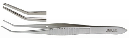 Miltex Miltex Tissue Forceps O'Connor-Iris 3-3/4 Inch OR Grade Stainless Steel (German) Angled 0.5 X 9 mm, 1 X 2 Teeth - 18-793