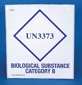 Fisher Scientific Barkley Pre-Printed Label Warning Label UN3373 Biological Substance Category B Blue 1 X 3-1/2 Inch - 22130067