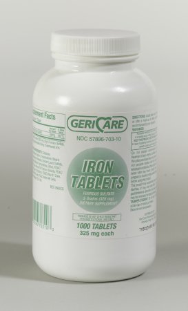 McKesson Geri-Care Mineral Supplement Iron 325 mg Strength Tablet 1000 per Bottle - 703-10-GCP