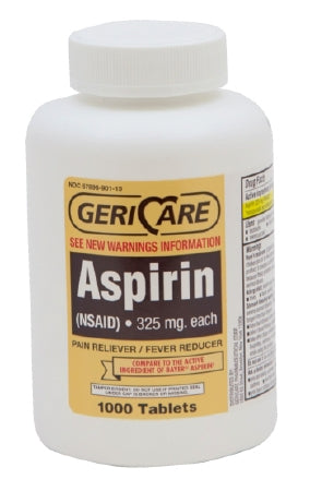 McKesson Geri-Care Pain Relief 325 mg Strength Aspirin Tablet 1,000 per Bottle - 921-10-GCP
