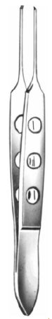 Miltex Padgett Tissue Forceps Bishop-Harmon-Iris 3-1/4 Inch Surgical Grade Stainless Steel NonSterile NonLocking Fenestrated Thumb Handle Straight 0.3 mm Tips w/1 X 2 Extra Delicate Teeth - PM-4793
