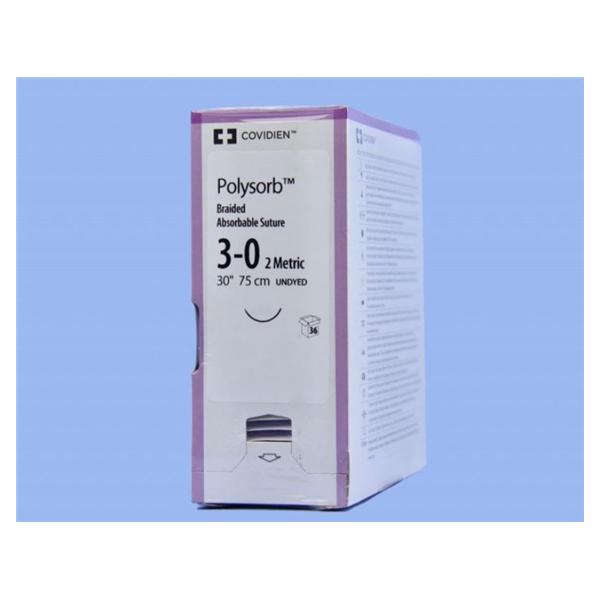 Medtronic MITG-Covidien Suture 3-0 Polyester C-13 Polysorb Undyed 30" Braid 36/Ca - SL822