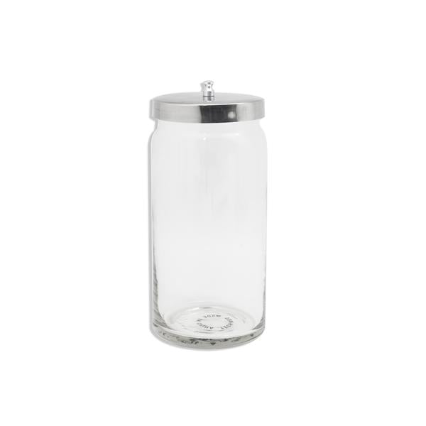 Dukal Corporation Jar Applicator 8-1/2X4" Clear Glass With Stainless Steel Lid Ea, 6 Ea/Ca - 4008