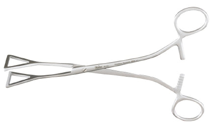 Miltex Miltex Intestinal Forceps Collin 8 Inch OR Grade Stainless Steel (German) NonSterile Ratchet Lock Finger Ring Handle Straight 2.5 cm Wide Fenestrated Triangular Jaws - 16-54