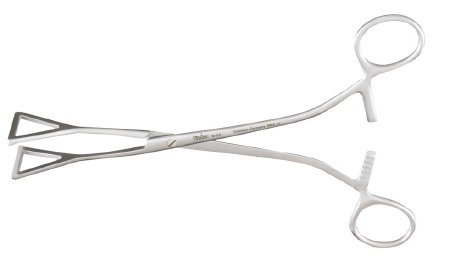 Miltex - Intestinal Forceps Collin 8 Inch Length OR Grade German Stainless Steel NonSterile Ratchet Lock Finger Ring Handle Straight 2.5 cm Wide Fenestrated Triangular Jaws - 16-54