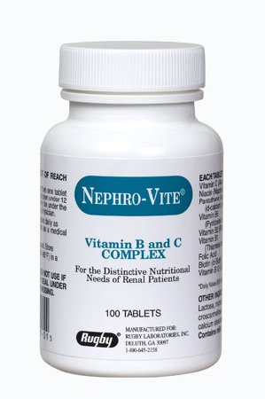 Major Pharmaceuticals Nephro-Vite Vitamin Supplement Vitamin B 0.8 mg Strength Tablet 100 per Bottle - 536730001