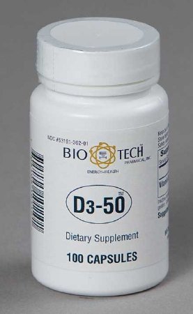 Bio Tech Pharmacal Bio Tech Vitamin Supplement Vitamin D3 50000 IU Strength Capsule 100 per Bottle - 53191036201
