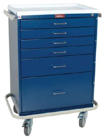 Classic Line - Treatment Cart Steel 41.5 X 22 X 32 Inch Light Blue Four - 3 Inch, One -6 Inch, One - 12 Inch: 23 X 17 Inch - 6450