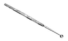 AliMed - Dermal Curette Fox 5-1/2 Inch Length Flat Handle 5 mm Tip Straight Fenestrated Round Tip - 98CUR9-5