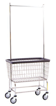 R & B Wire Products - Laundry Cart with Double Pole Rack 100 lbs. Weight Capacity Steel Tubing 5 Inch Clean Wheel System Casters - 200CFC56C