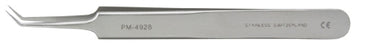 Miltex Padgett Micro Forceps Jeweler 4-1/2 Inch Surgical Grade Stainless Steel NonSterile NonLocking Thumb Handle Angled - PM-4928