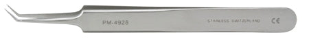 Miltex Padgett Micro Forceps Jeweler 4-1/2 Inch Surgical Grade Stainless Steel NonSterile NonLocking Thumb Handle Angled - PM-4928