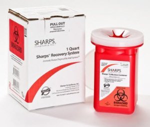 Sharps Compliance Sharps Recovery System Mailback Sharps Container 2-Piece 4-1/2 L X 4-1/2 W X 7 H Inch 1 Quart Red - 10100-012