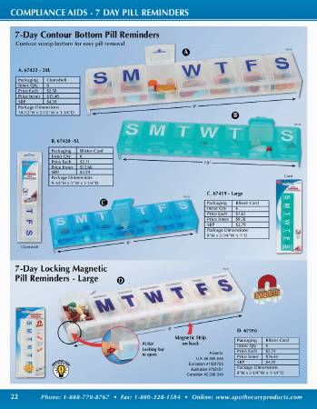 Apothecary Products - Pill Organizer X-Large 7 Day 1 Dose - 67420