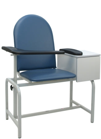 Winco 572 Series Blood Drawing Chair with Cabinet Single Adjustable Flip Armrest Moss Green - 2572-04