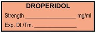 United Ad Label Pre-Printed Label Anesthesia Label Droperidol Coral - ULTA064