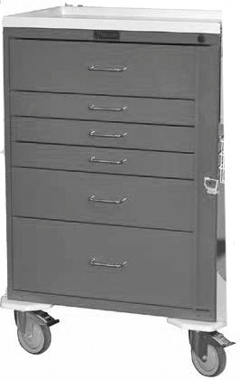 Harloff Classic Line Emergency Cart Steel 48.25 X 48 X 22 Inch 6 Drawers Burgundy - 6411